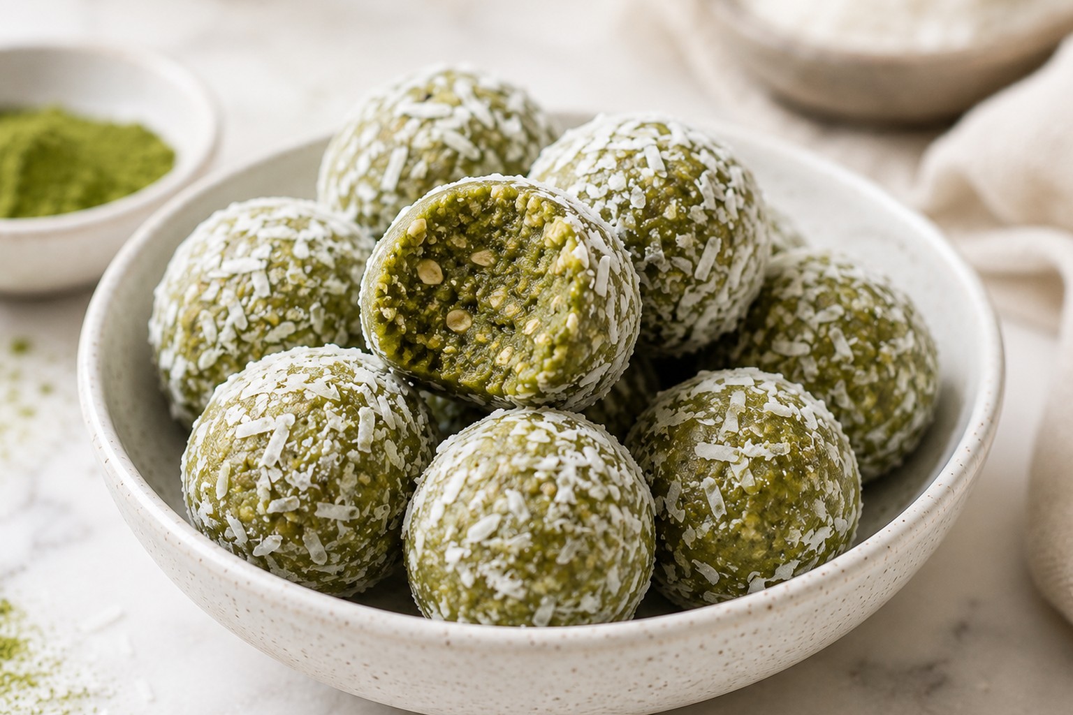 Energy Balls Με Matcha Και Καρύδα